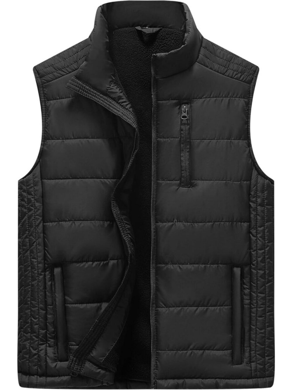 Men's Outdoor Casual Padded Vest Coat with Stand Collar - Perfect for Layering